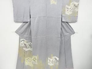アンティーク　屏風に松竹梅菊模様刺繍着物